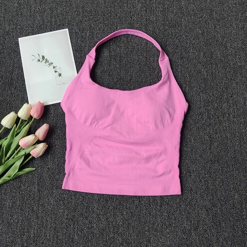 Women's Solid Removable Chest Pad Sports Tank Top