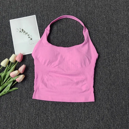 Women's Solid Removable Chest Pad Sports Tank Top