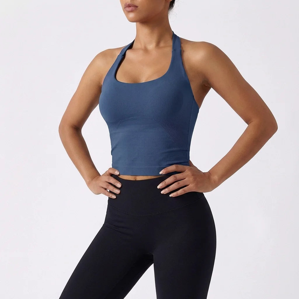 Women's Solid Removable Chest Pad Sports Tank Top