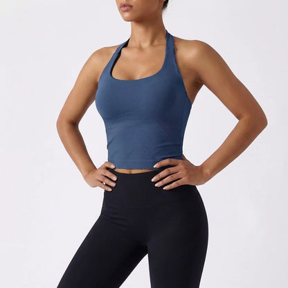 Women's Solid Removable Chest Pad Sports Tank Top