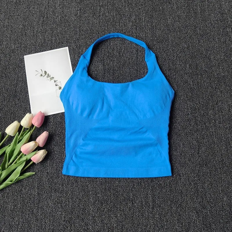 Women's Solid Removable Chest Pad Sports Tank Top