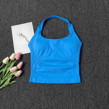 Women's Solid Removable Chest Pad Sports Tank Top