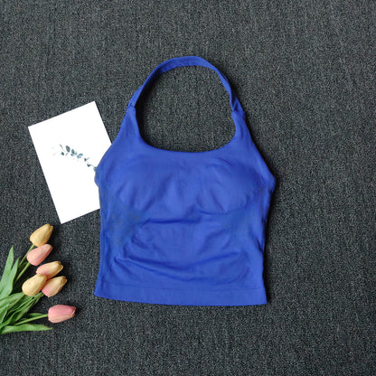 Women's Solid Removable Chest Pad Sports Tank Top
