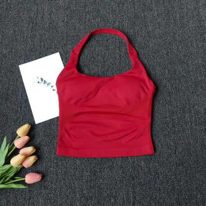 Women's Solid Removable Chest Pad Sports Tank Top