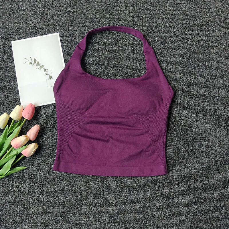Women's Solid Removable Chest Pad Sports Tank Top
