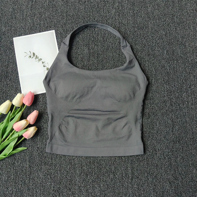 Women's Solid Removable Chest Pad Sports Tank Top
