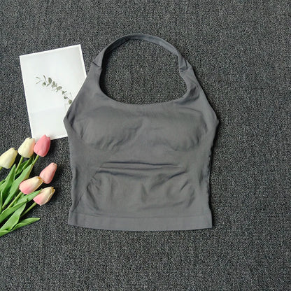 Women's Solid Removable Chest Pad Sports Tank Top