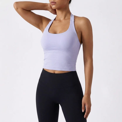 Women's Solid Removable Chest Pad Sports Tank Top