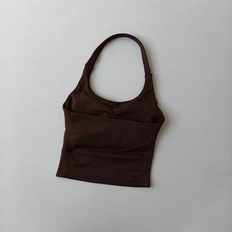 Women's Solid Removable Chest Pad Sports Tank Top