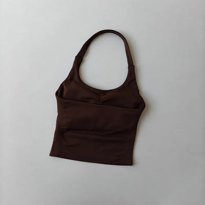 Women's Solid Removable Chest Pad Sports Tank Top
