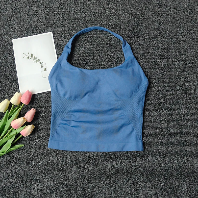 Women's Solid Removable Chest Pad Sports Tank Top