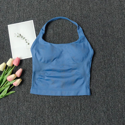 Women's Solid Removable Chest Pad Sports Tank Top