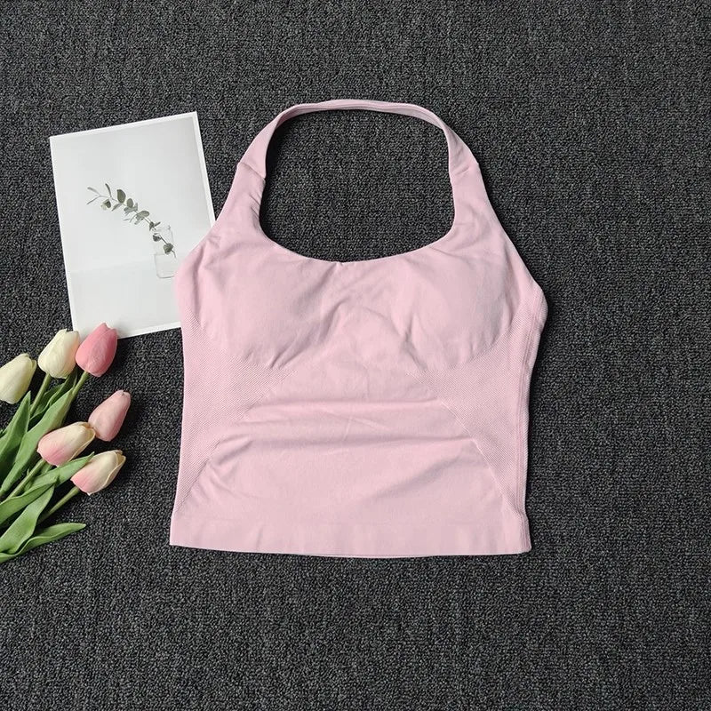 Women's Solid Removable Chest Pad Sports Tank Top