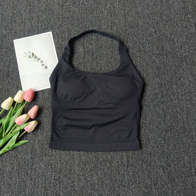Women's Solid Removable Chest Pad Sports Tank Top