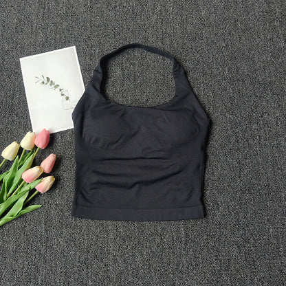 Women's Solid Removable Chest Pad Sports Tank Top