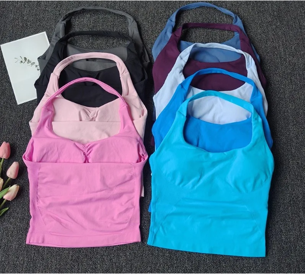 Women's Solid Removable Chest Pad Sports Tank Top