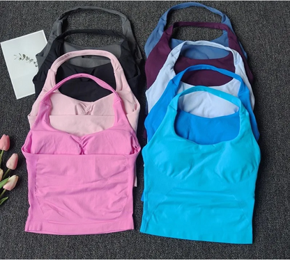 Women's Solid Removable Chest Pad Sports Tank Top