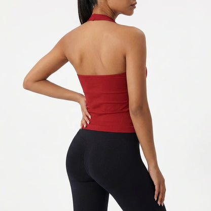 Women's Solid Removable Chest Pad Sports Tank Top